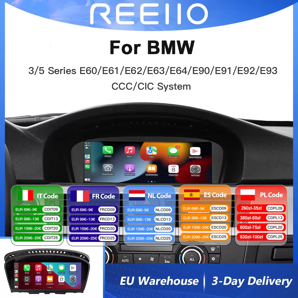 Wireless Carplay Android Auto Touch Screen Multimedia Player For BMW 3 5 Series E60 E61 E62 E63 E90 E91 E92 CCC System Car Radio