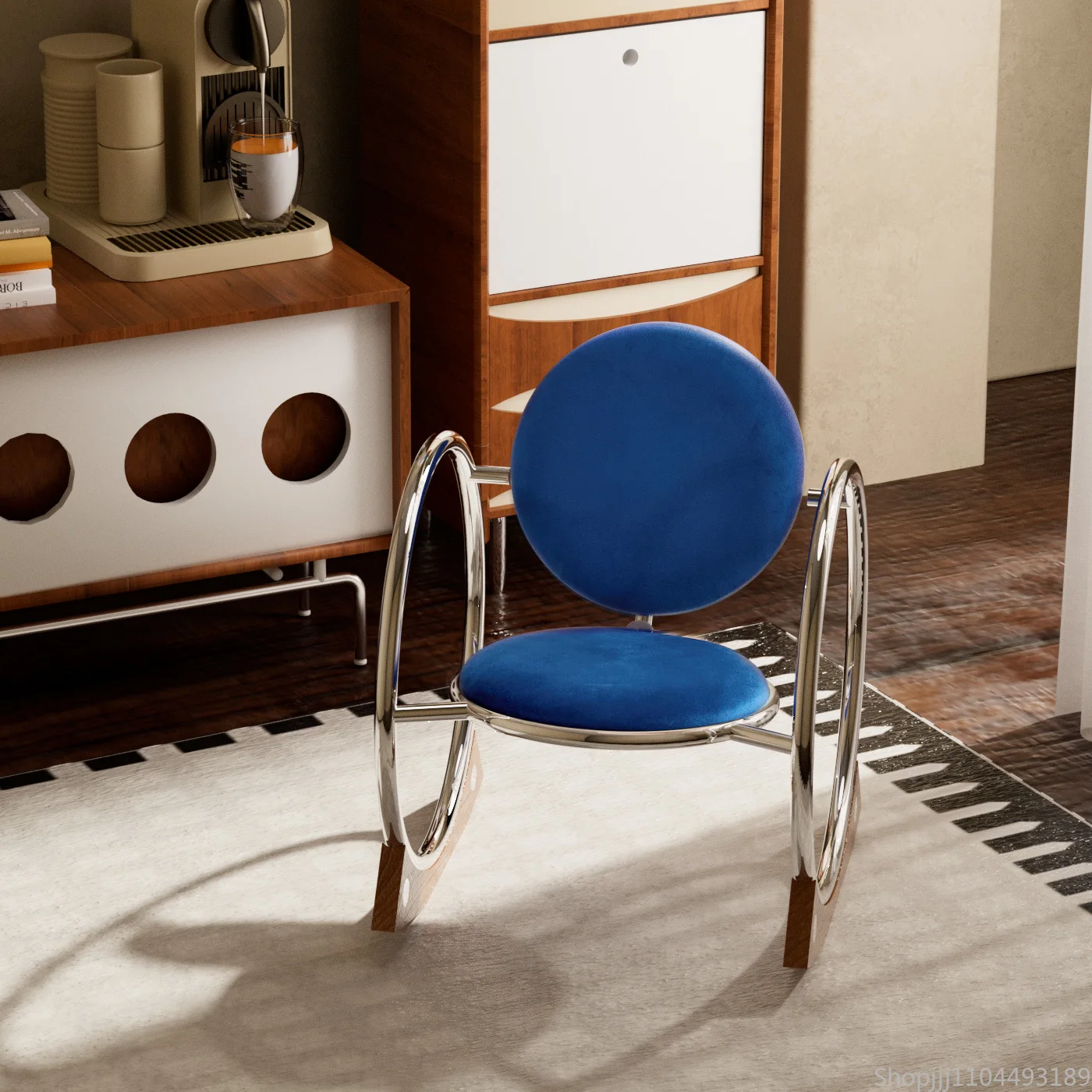 كرسي هزاز من باوهاوس، كرسي هزاز للفناء وغرفة المعيشة، موفر للمساحة، أريكة فردية، أثاث متعدد الوظائف #3