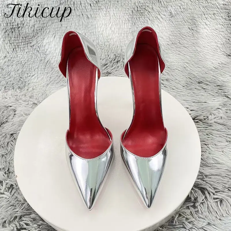 

Tikicup 12cm/10cm High Heels Designer Glossy Patent Stilettos Pointed Toe Nightclub Comfort Pumps for Party & Wedding Office