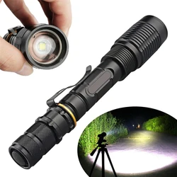 Super Bright LED Flashlight Telescopic Zoom Torch Outdoor Waterproof Work Light Emergency Lamp Camping Hiking Lamp Battery Power