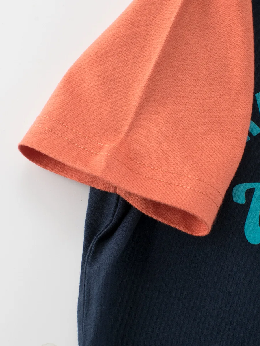 الأطفال الصيف وصول جديد ملابس الأطفال ملابس الصيف المطبوعة قصيرة الأكمام تي شيرت الأولاد راجلان كم قاعدة طبقة