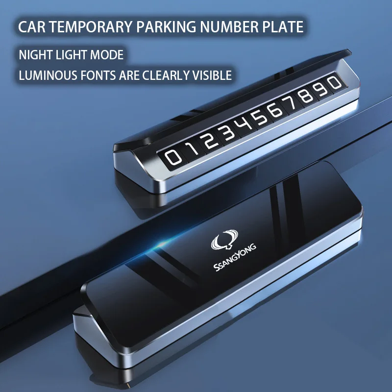 

Car Metal Mobile Phone Number Temporary Parking Plate For Ssangyong Kyron Actyon Sport Tivoli Torres Korando C300 CC Accessories