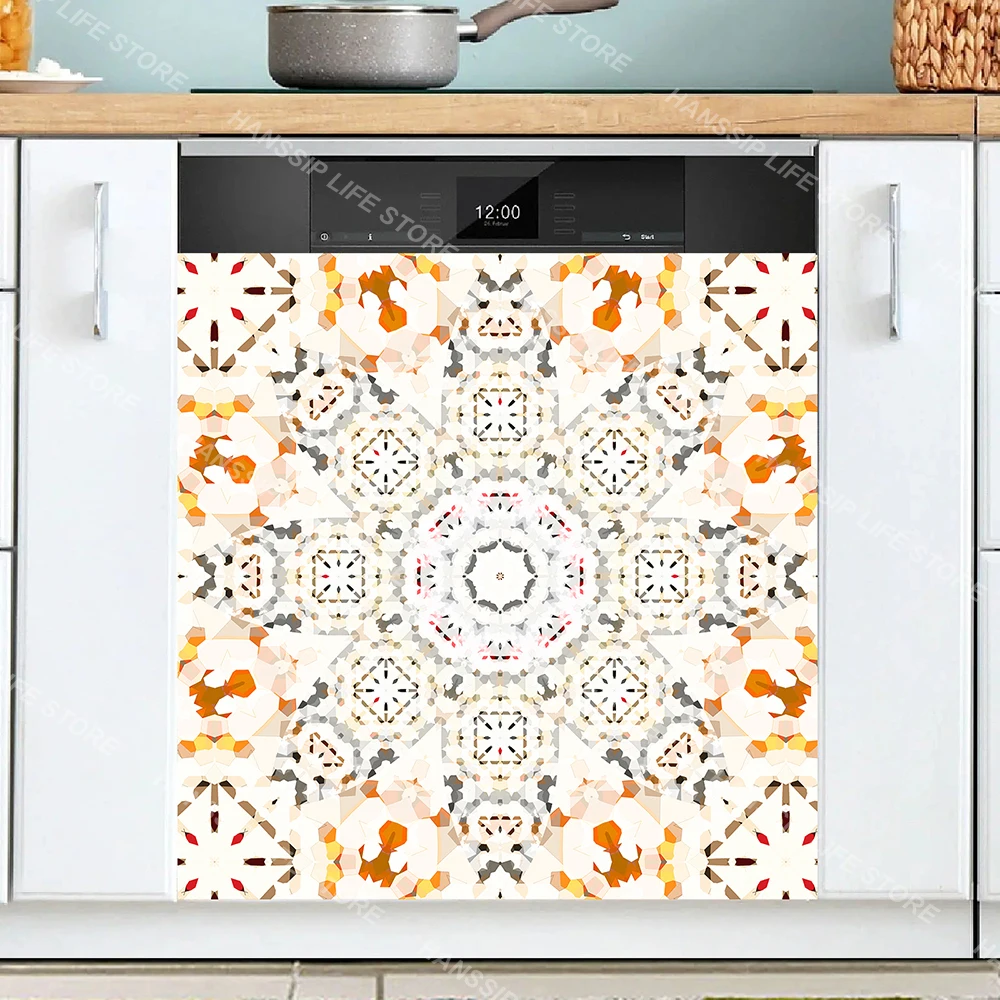 Floral Daisy Mural Dishwasher Sticker Waterproof Vinyl Removable Kitchen Decorations Dishwashing Cabinet Wrapping Cover Decals