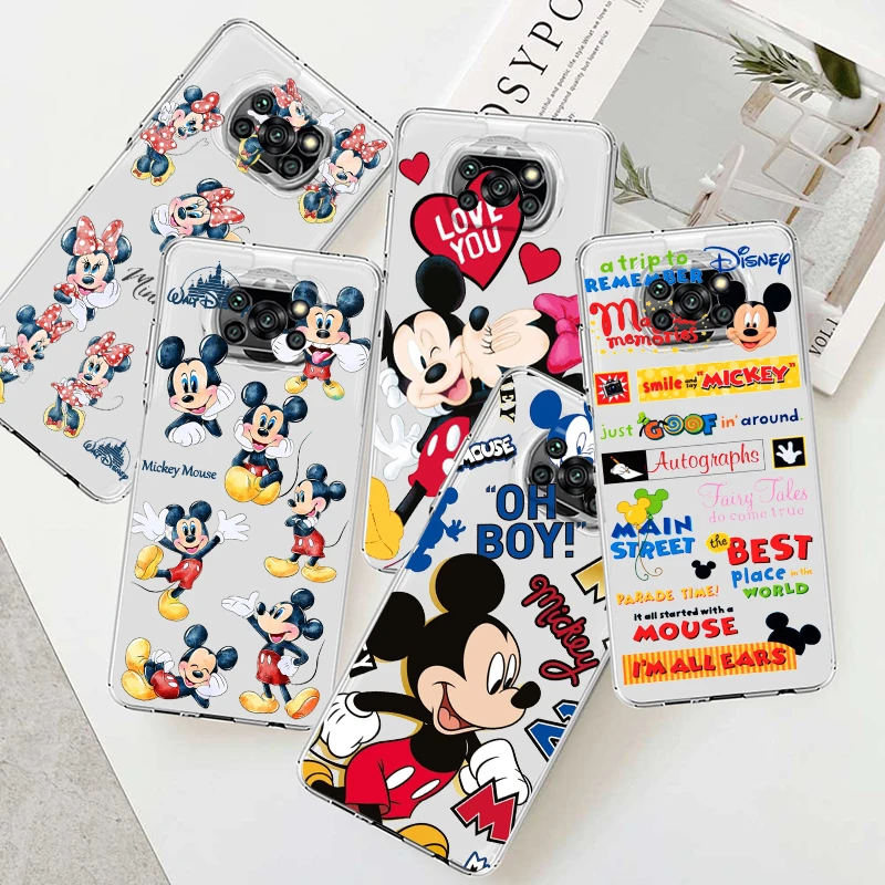 

Happy Mickey Cute Disney For Xiaomi Poco M5 M4 X4 X3 F3 GT NFC M3 C3 M2 F2 X2 Pro Mi Mix3 Silicone Transparent Phone Case Fundas