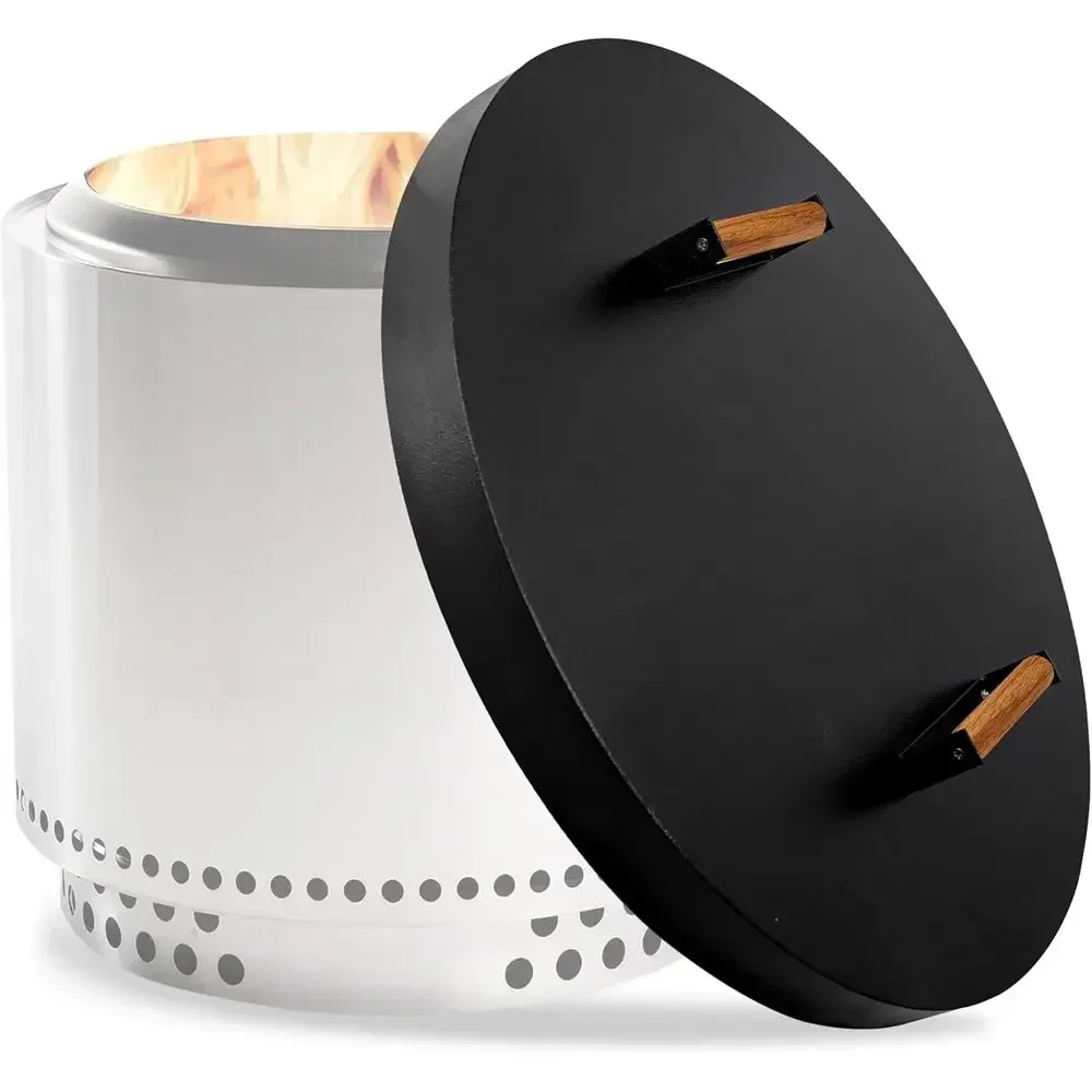 27.5 Solid Carbon Steel Pit Lid with Powder Coating and Dual Wooden Handles