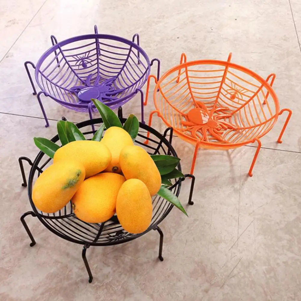 2Pcs Spider Web Candy Baskets Fruit Plates Snack Bread Storage Bowls Bright Color Not Easily Deformed Halloween Party Plates