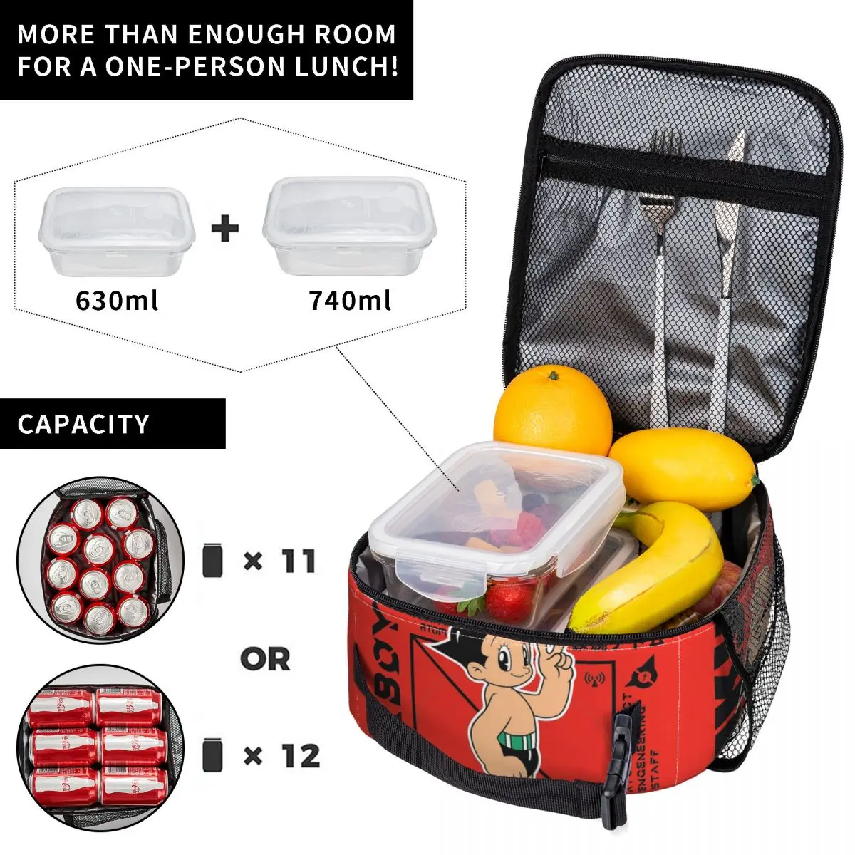 Astroboy Astro Boy Anime Insulated Lunch Bag Thermal Bag  Meal Container Leakproof Lunch Box Tote Bento Pouch School Outdoor