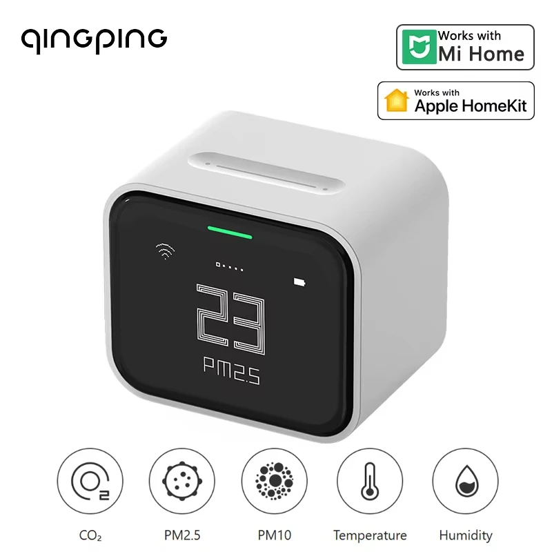 

Датчик температуры и влажности Qingping Air Monitor Lite, измеритель качества воздуха в помещении с Wi-Fi, PM2.5, PM10, CO2, совместимый с Mi Home и Homekit.