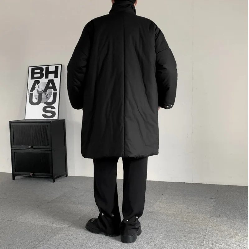 WVGA خريف شتاء جديد الرجال Y2K ياماموتو نمط منتصف طول الظلام نمط سترة قطن المتخصصة شيك عادية الوقوف طوق معطف Ins W16237 #2