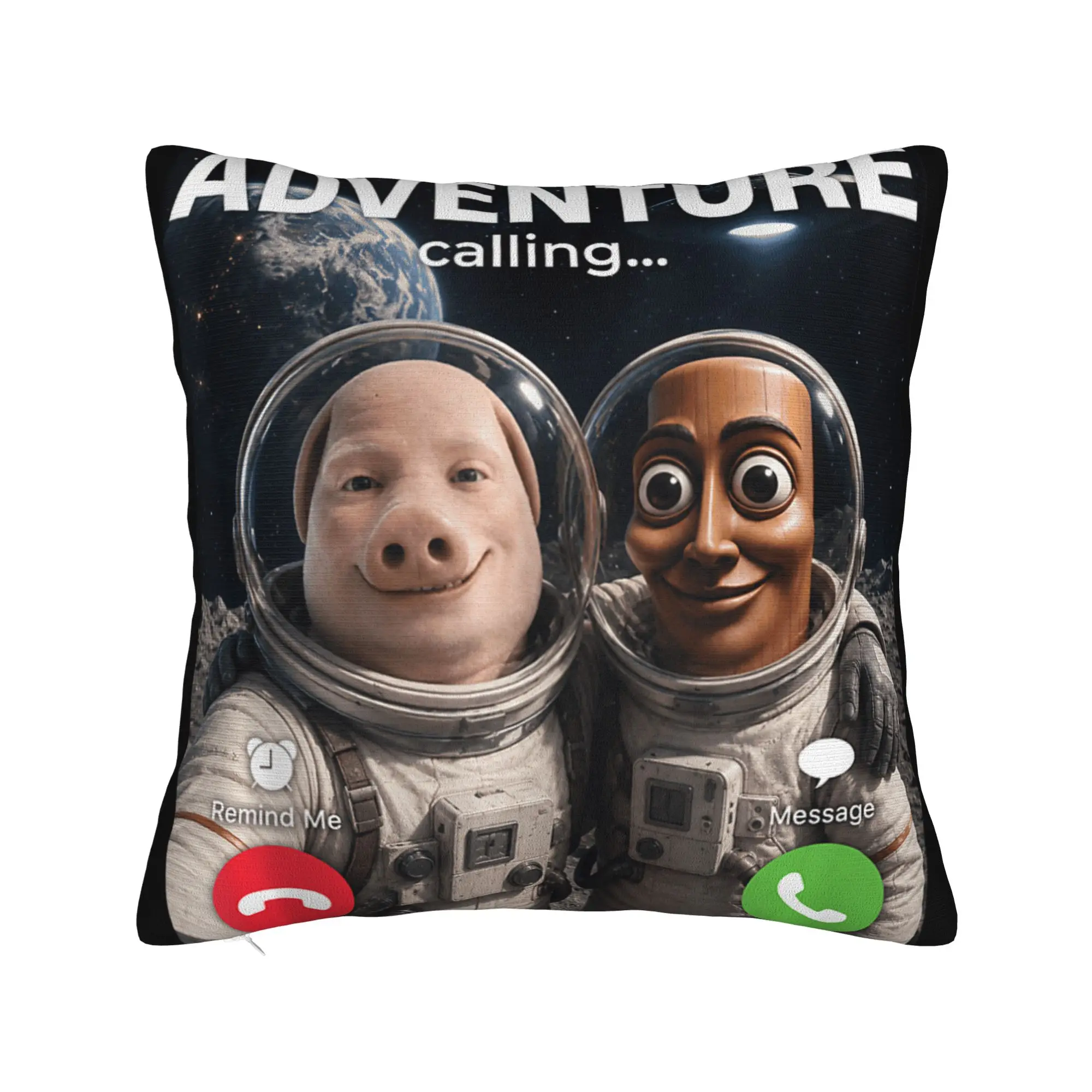 Funny Brainrot Outer Space Meme Tung Sahur John Pork Selfie Pillow Cover Soft Cushion Cover Morden Pillow Case For Home Decor