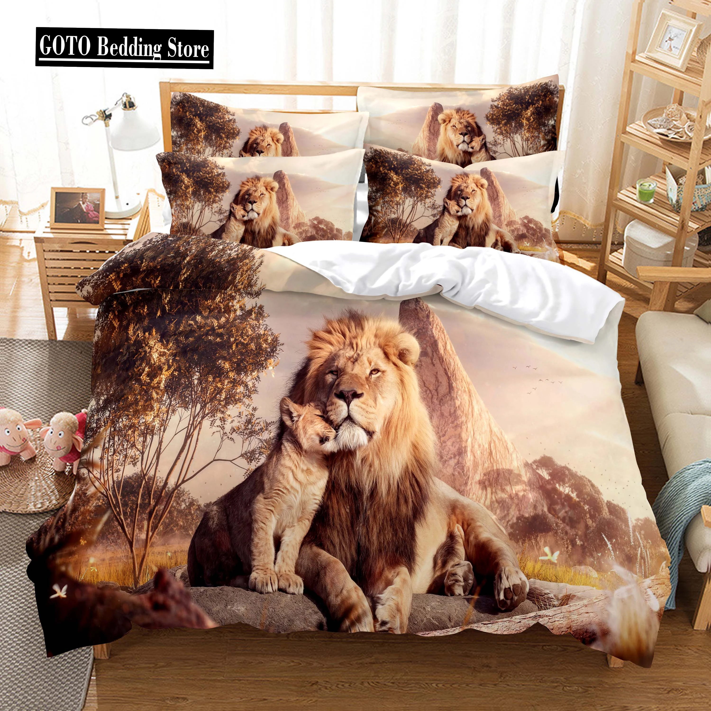 

Dropship Lion, Tiger Pattern Duvet Sets Cover Kids,twin Full Queen King Bedroom Set Home Textile Housse De Couette 100% Hot