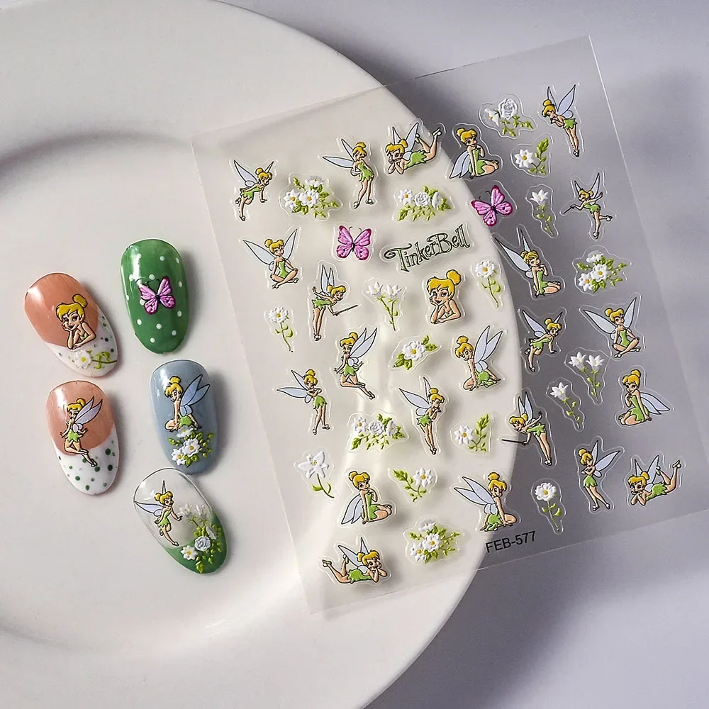 Disney Tinker Bell Princess Nail Supplies Frozen Press on Nails Manicure Parts Art Decorations Stickers Decals Accessories Gifts