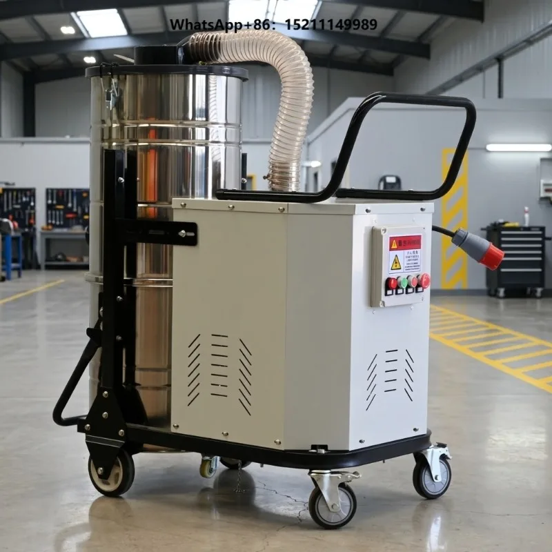 Popular Three Phase 4kW Industrial Vacuum Cleaner Heavy Duty Continuous Work with Dual Filters for Dust Cleaning