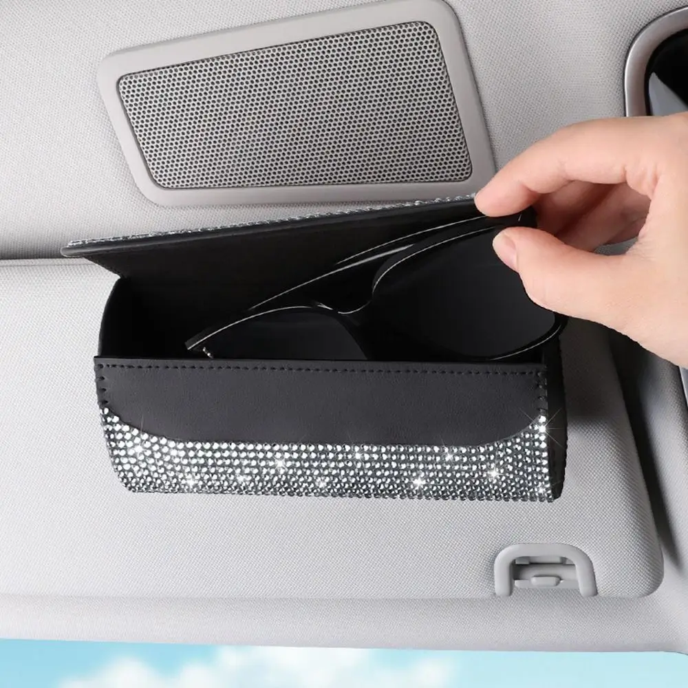 Portable Bling Car Glasses Case Anti-pressure Rhinestone Sunglasses Case Hard Shell Eye Glasses Case Car Assessoires