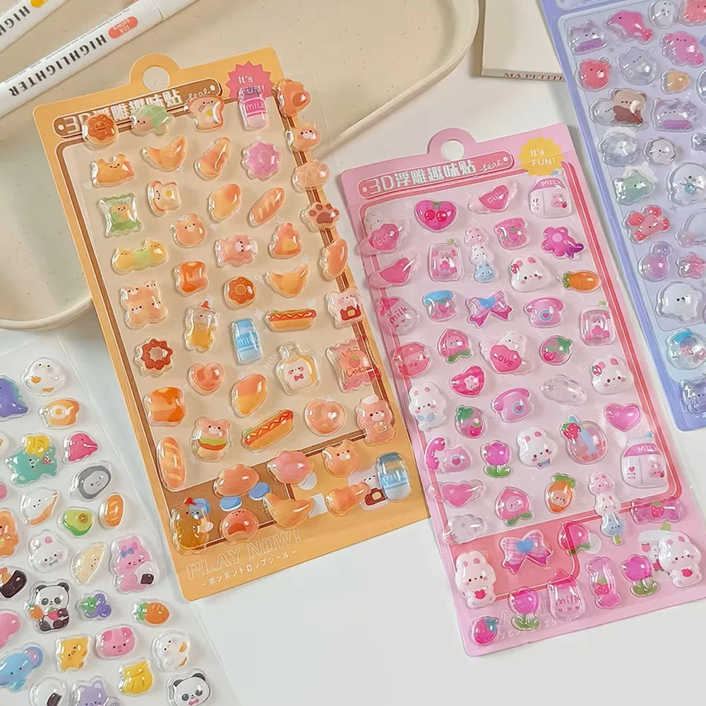 Funny Sweet Furit Ice Cream Pets Drop 3D Relief Sticker Scrapbooking Diy Diary Decor Journaling Stationery Kawaii Stickers image 2