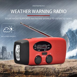 Portable Rechargeable Emergency Radio with LED lights, USB sun charging, outdoor travel, FM and AM radio, 2000 mAh 8 Main Sales Radio Portable AM FM - №6