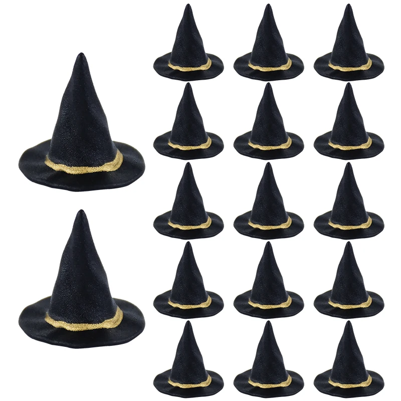 

10pcs Mini Witch Hat Plastic Candy Holder Pot Halloween Theme Party Decoration Kids Toys Doll Ornament Dollhouse Miniature Craft