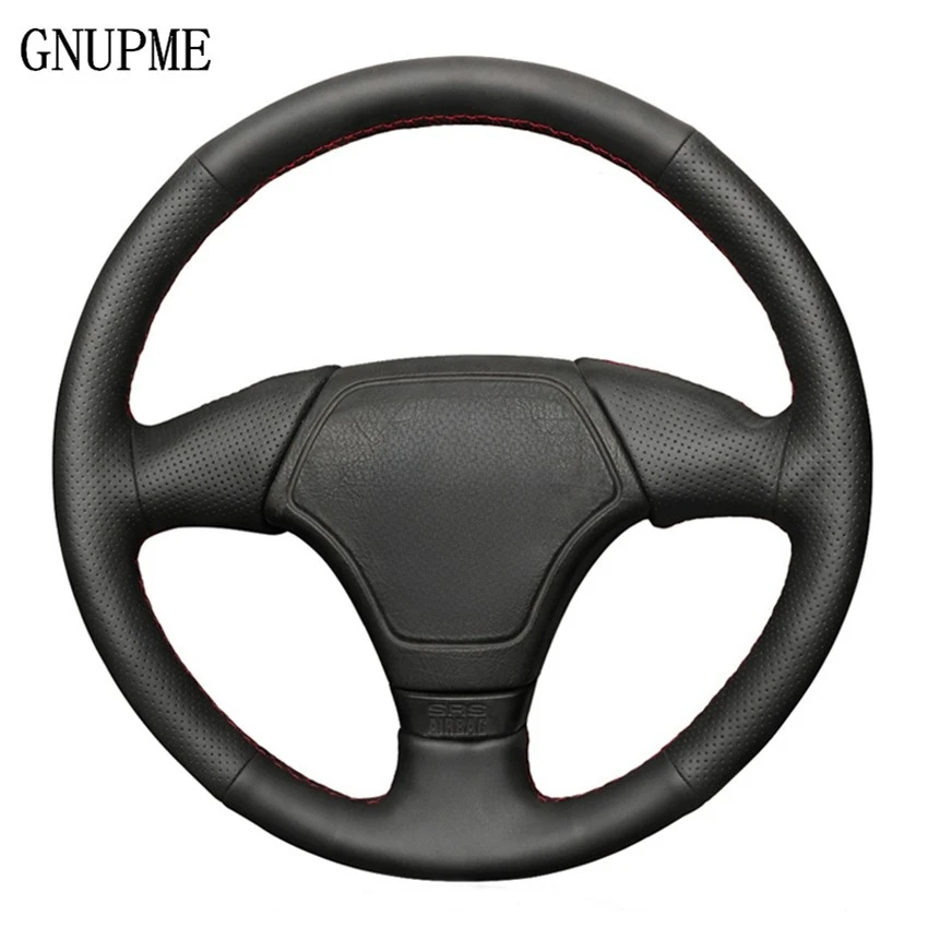 Black Artificial Leather Car Steering Wheel Cover for BMW E36 E46 E39 DIY Hand-stitched Car Steering Wheel Covers