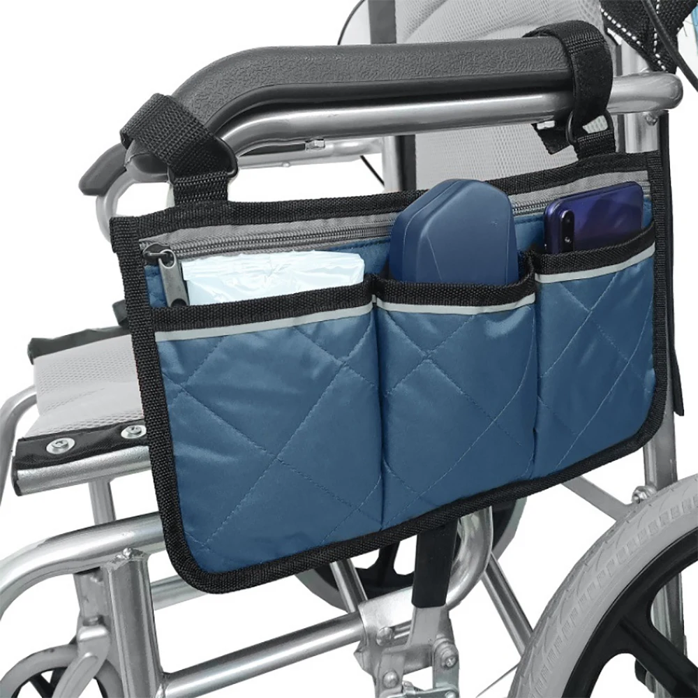 1Pc Walker Electric Scooter Wheelchair Armrest Side Storage Bag Seat Portable Pocket Armrest Storage Bag Folding Chair Organizer