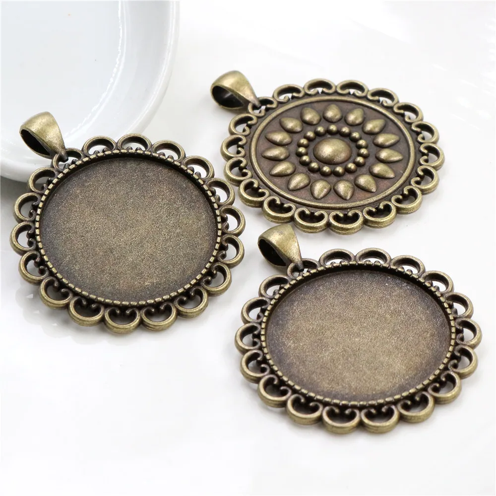 5pcs 30mm Inner Size Antique Bronze Classic Style Cabochon Base Setting Charms Pendant (B6-22)