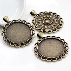 5pcs 30mm Inner Size Antique Bronze Classic Style Cabochon Base Setting Charms Pendant (B6-22)
