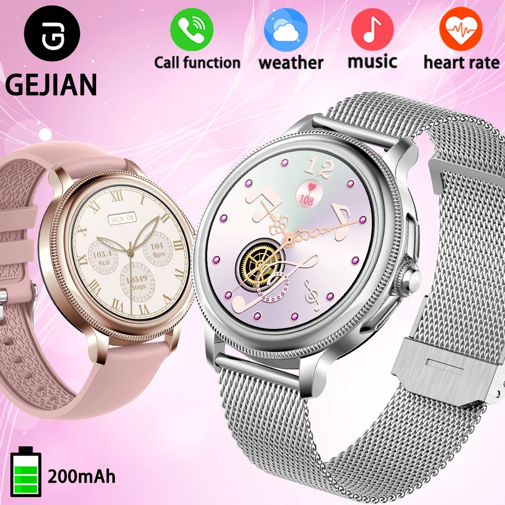

GEJIAN новые женские умные часы 1,2-дюймовый полный круг полный сенсорный экран мониторинг сердечного ритма сна несколько спортивных режимов часы