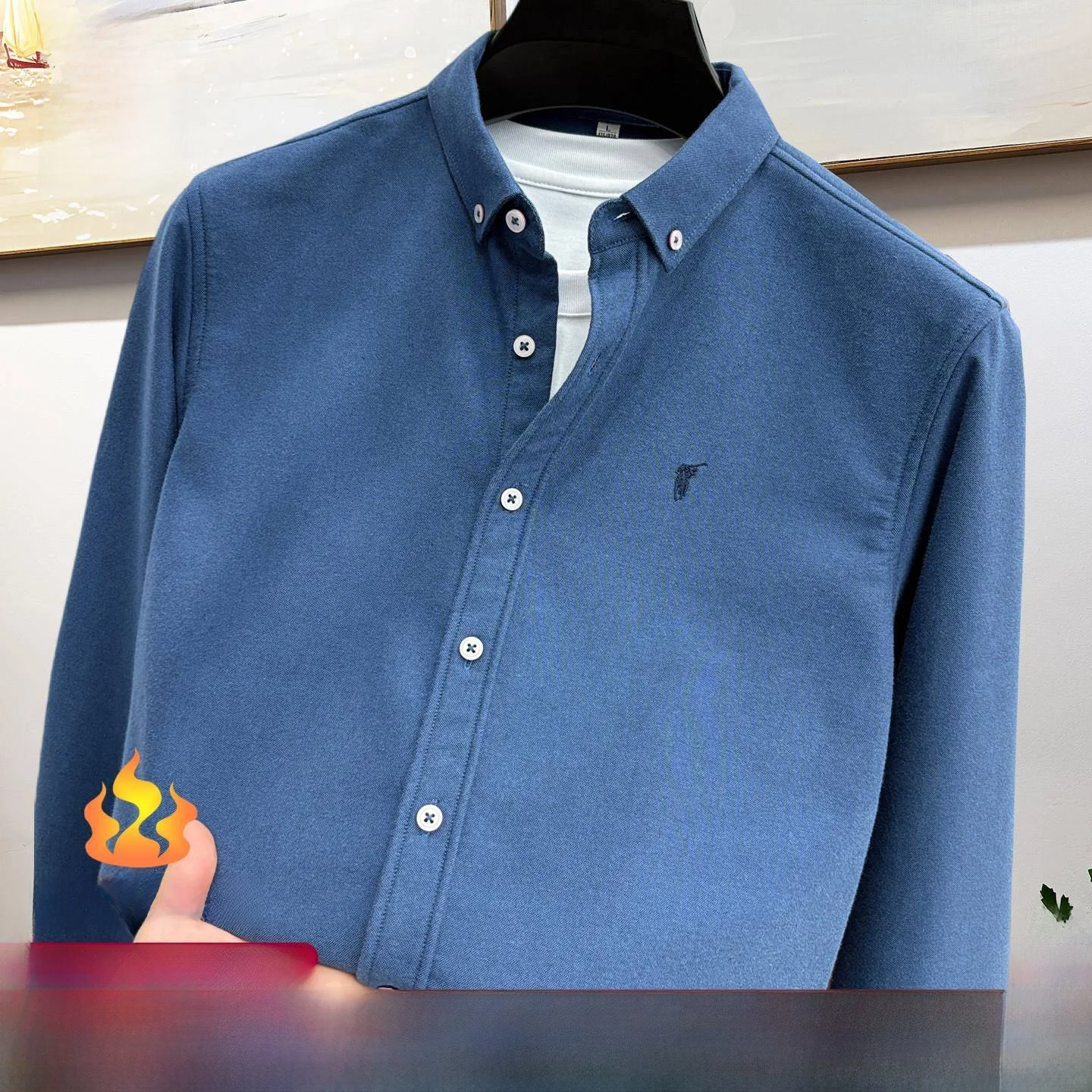 

Мужская повседневная рубашка из плотной ткани оксфорд, из чистого хлопка, теплая зимняя, в клетку, с длинным рукавом, модная, в городском стиле, для поездок на работу