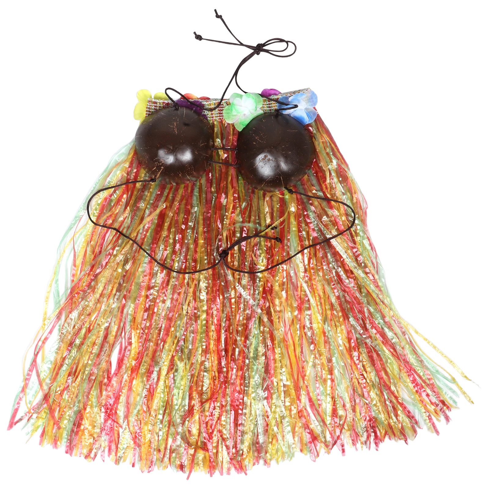 

Coconut Shell Chest Tops Beach Party Skirt Set Grass Decoration Dance Lei Outfit