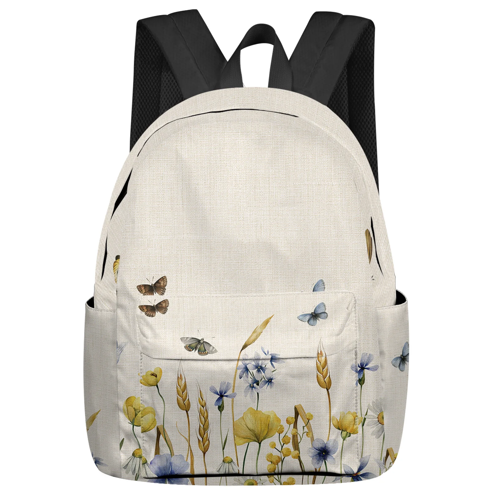 Flower Butterfly Wheat Ear Student School Bags Laptop Custom Backpack For Men Women Female Travel Mochila