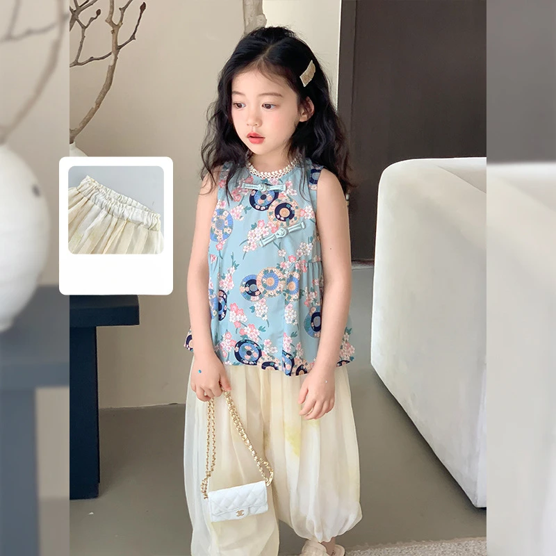 Girls Pants 2024 Summer New Children Trousers Children Baby Bunches Bottoms Large Children Pants Casual Fashion Baby Trousers