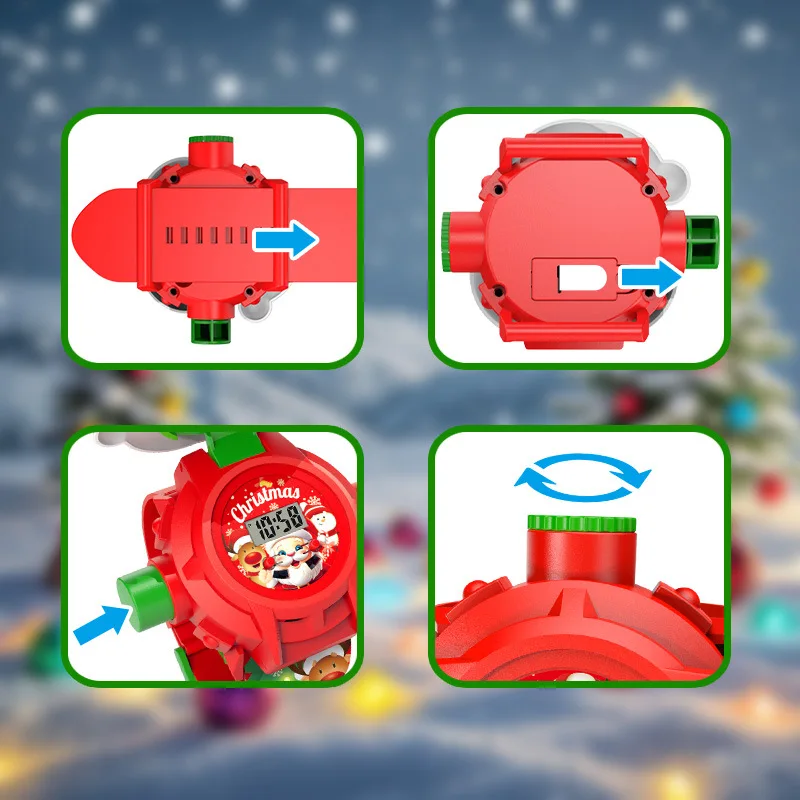 Zegarek z projekcją świąteczną Zabawki edukacyjne Montessori dla dzieci Elektroniczny zegarek Świecąca zabawka Zegarek dla dzieci z motywem Świętego Mikołaja Prezent świąteczny