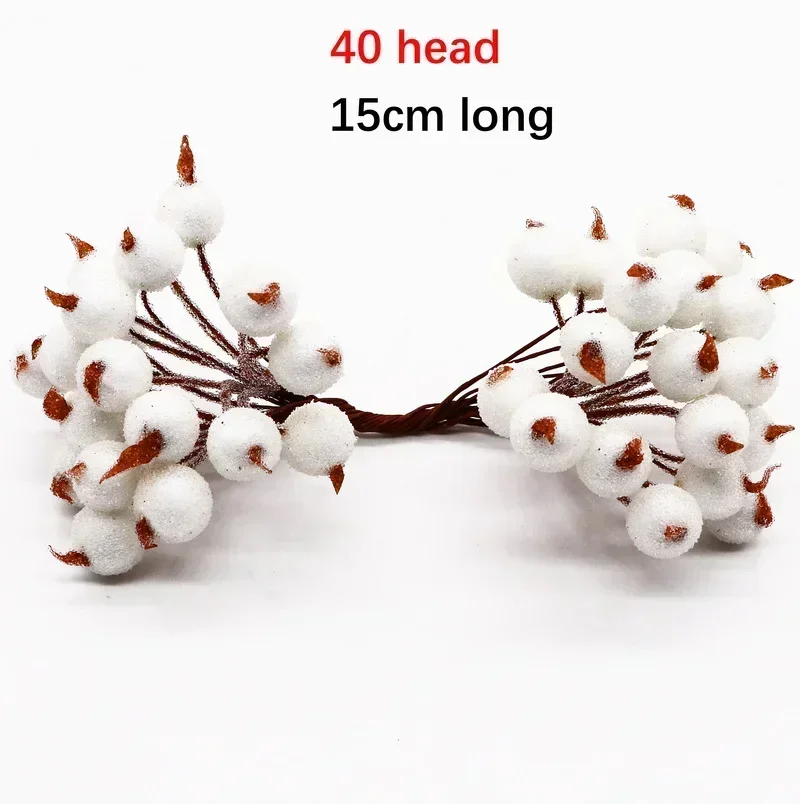 6/10/12/20/24/200pcs White Hybrid Flower Cherry Stamen Berries Bundle DIY Cake Christmas Wedding Gifts Box Wreaths Decor