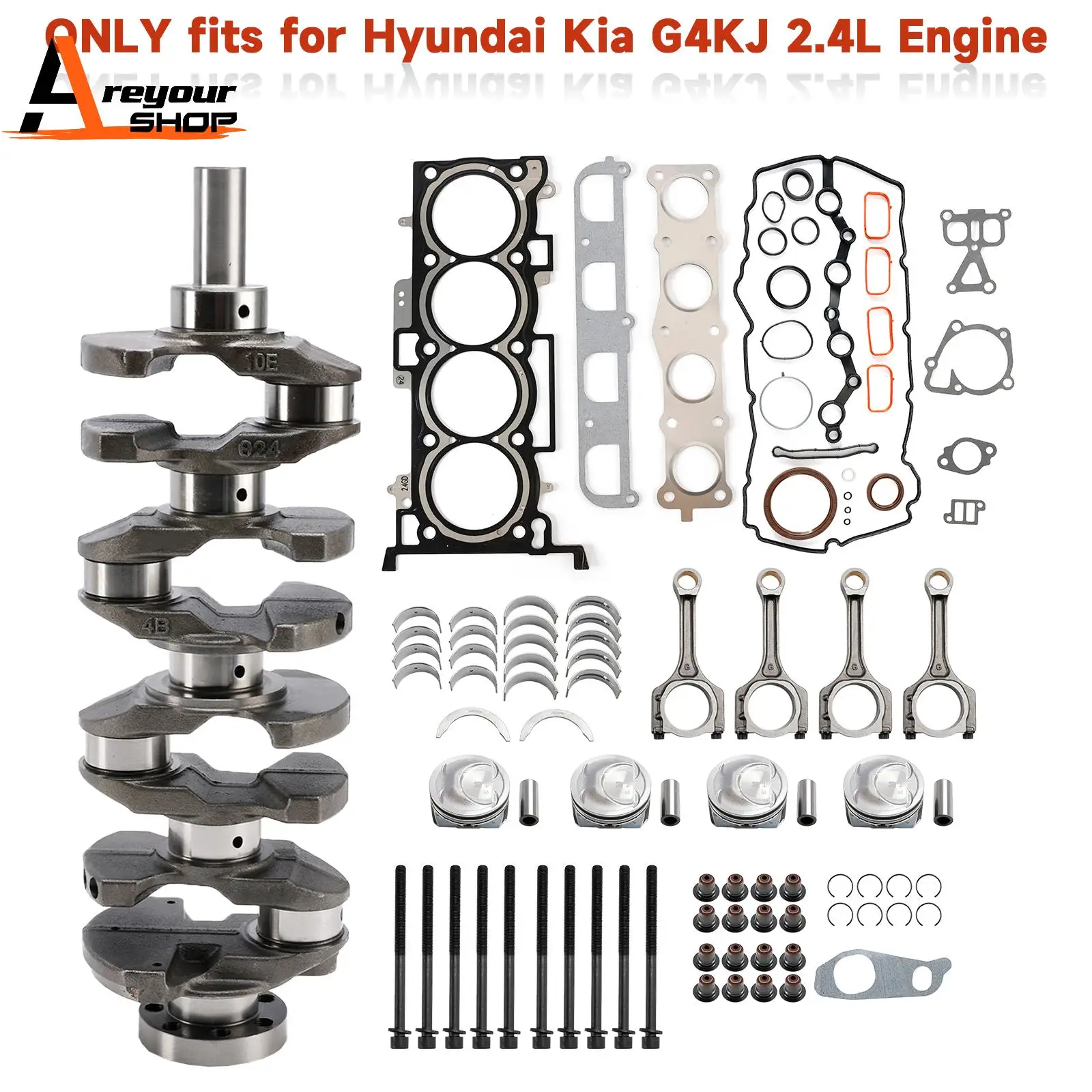 

G4KJ 2.4L Engine Overhaul Rebuild Kit Crankshaft Rods for HYUNDAI KIA Sorento Sonata Santa Fe KIA Optima Sportage