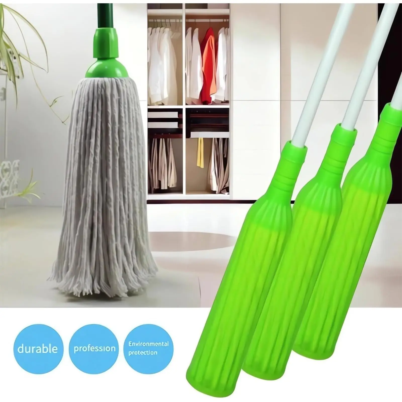 Fregona de limpieza de suelo deshidratada 2 en 1, fregona de limpieza ajustable giratoria 360, fregona de microfibra húmeda y seca para baño/apagado/hogar