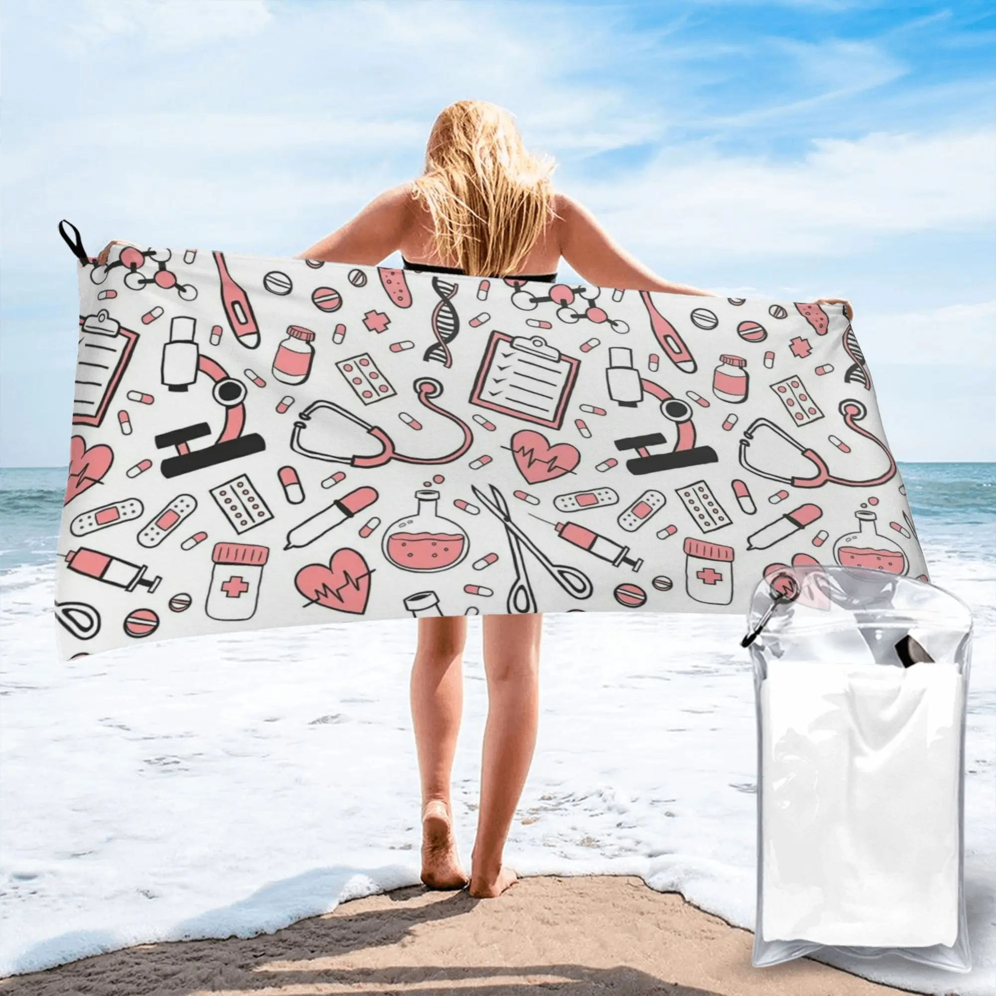 Enfermera En Apuros Doctor Nurse Medical  Beach Towel Soft Microfiber Quick Dry Absorbent Quick Towels For Pool