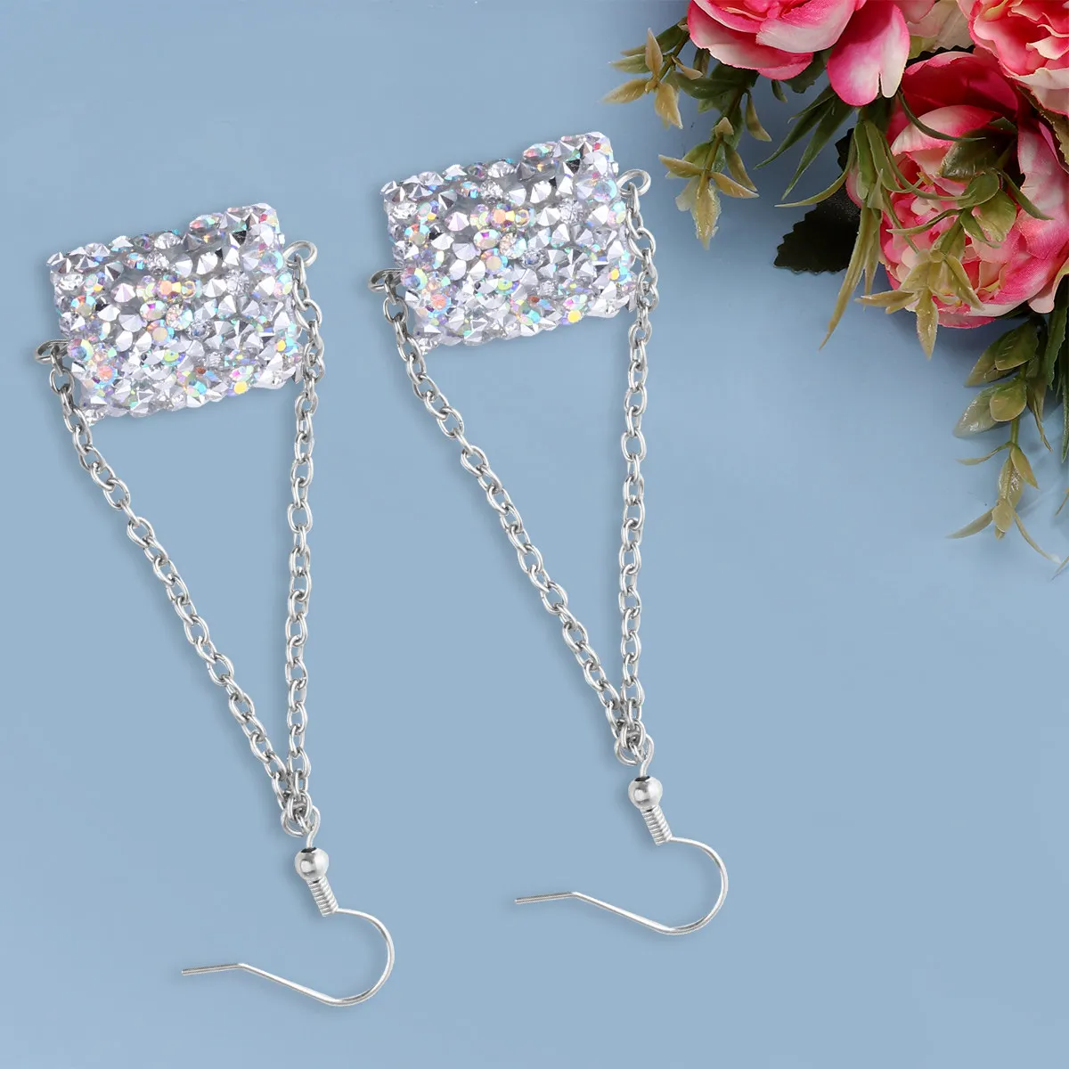 1Pair Stylish Diamond Ear Studs Roll Paper Design Elegant Lightweight Women Fashion Earrings Hypoallergenic Gift for Mom