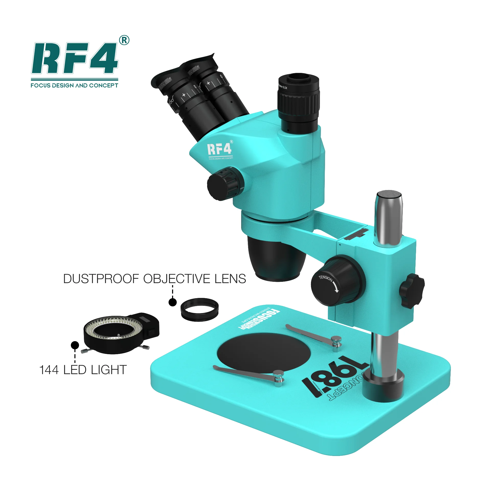 RF4 6.5-55X Mechanical Gear Zoom Lock Knob Triocular Microscope Suitable For Mobile Phone Repair Appraisal Of Jewelry RF-27PRO