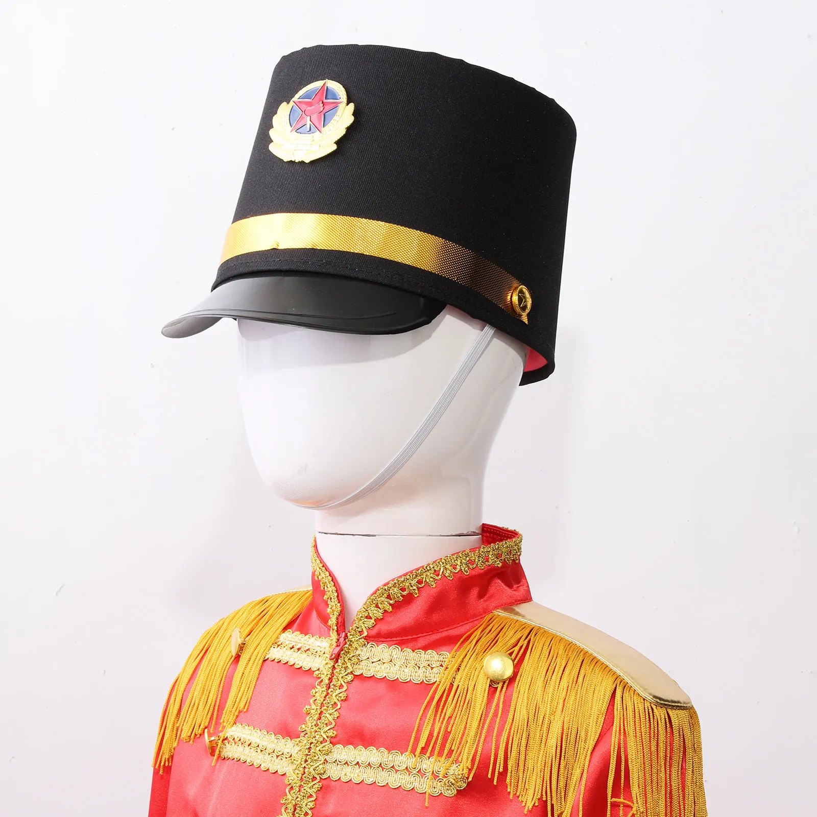 드럼 혼 유니폼 모자 밴드 모자 지휘자 공연 모자 깃털 장식 어린이 및 성인용
