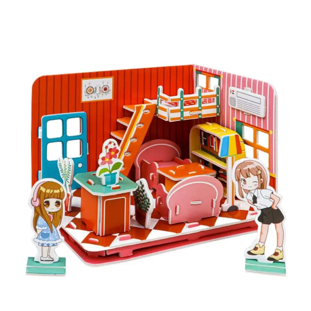 

Гостиная DIY Головоломка Кукольный домик Комната Кабинет Кухня Ролевые игры Бумажный кукольный домик Картон Ручная работа 3D Бумажная головоломка Подарки для комнаты