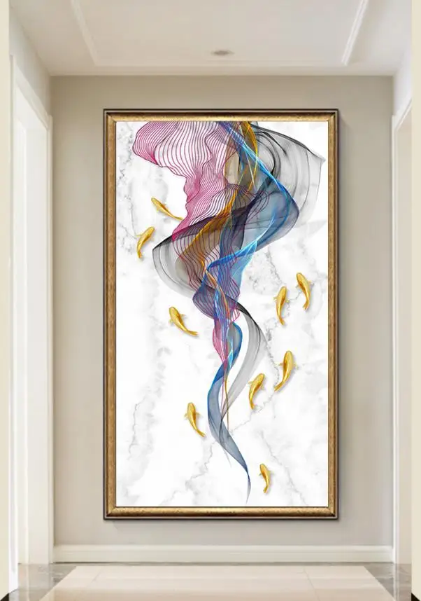 Abstract Golden Deer Painting Tableaux Big Size  Blue Print Gold Wall Art Picture F Living Room Modern Cuadros Canvas Art
