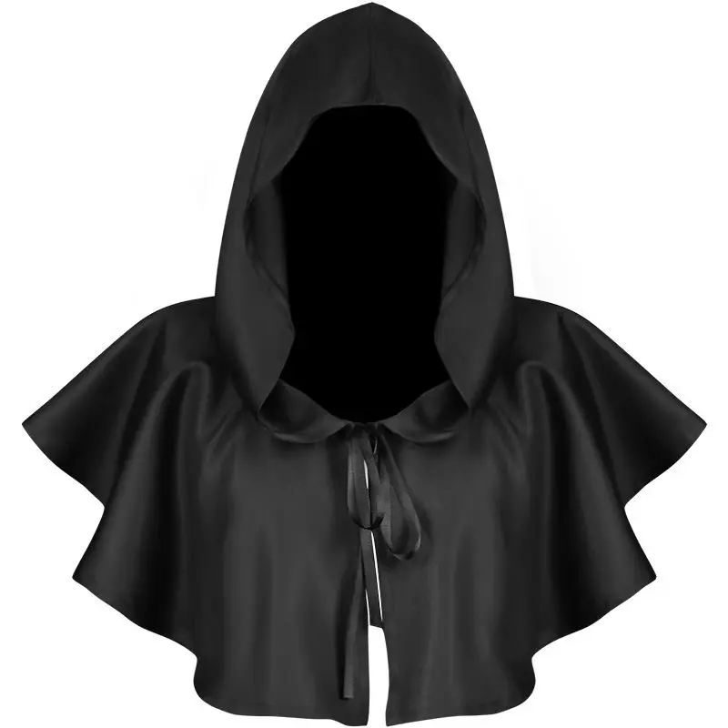 Halloween Hooded Cloak Solid Color Face Concealing Shawl Large Size Mysterious Figure Face Covering Hermit Hood