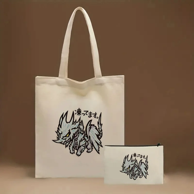 

Холщовая сумка Monster Hunter, повседневные большие ручные сумки для женщин, женская сумка для покупок с принтом, большая вместительная сумка, набор косметичек