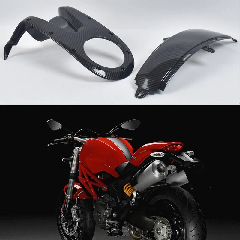 

Обтекатель корпуса топливного бака мотоцикла для Ducati Monster 696 795 796 1100, панели топливного бака, отделка из углеродного волокна