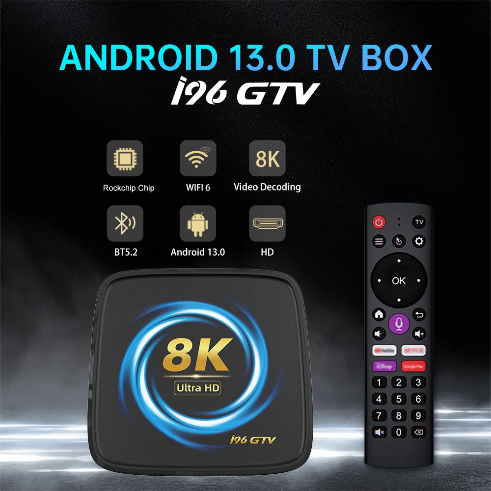 Android Tv Box Certificado 8k I96 GTV Rk3528 Core 2025 Set Top Box Android 13 Smart Onn Streaming 4k Android Tv Box