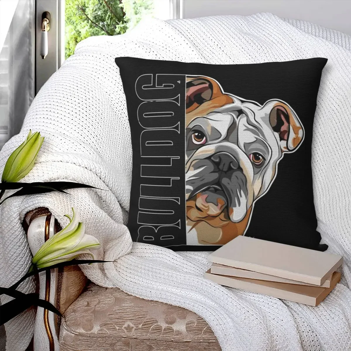 English Bulldog Dog Pillowcase Polyester Pillows Cover Cushion Comfort Throw Pillow Sofa Decorative Cushions Used for Home Sofa