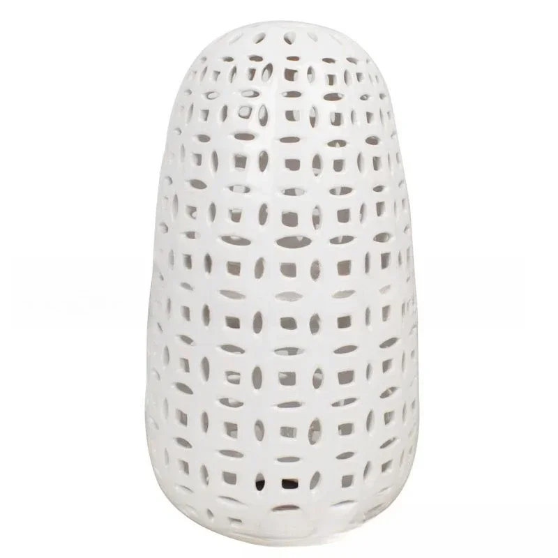 

Copper coin hole hollow, electroplating solid color glaze white, medium and high temperature ceramic desk lamp base