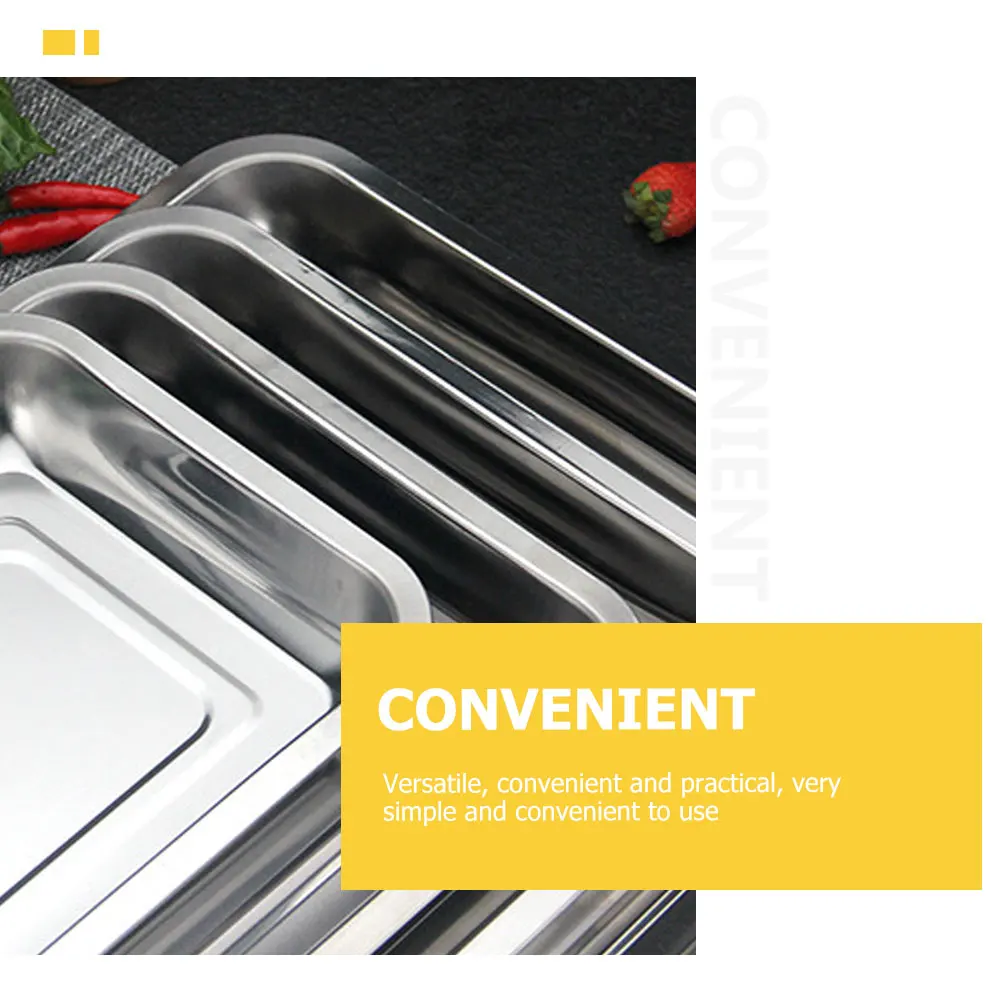 

10pcs Stainless Steel Rectangular Tray For Bbq Baking Steaming Serving Salad Pasta Appetizer Kitchen Storage Use