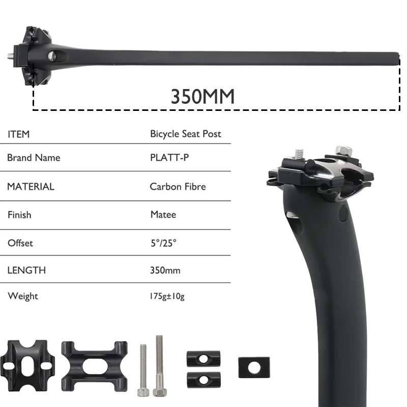 

High Strength Integrated Matte D-Shaped Carbon Fiber Bicycle Seatpost Offset 5/15Degree for Dogma F Series Frames Length 350mm