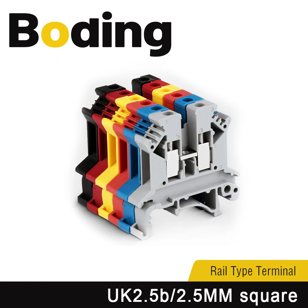 

Boding 100pcs Uk2.5b Rail Type Wiring Terminal Voltage Terminal Copper Terminal Block Uk2.5mm Flame Retardant 2.5 Square