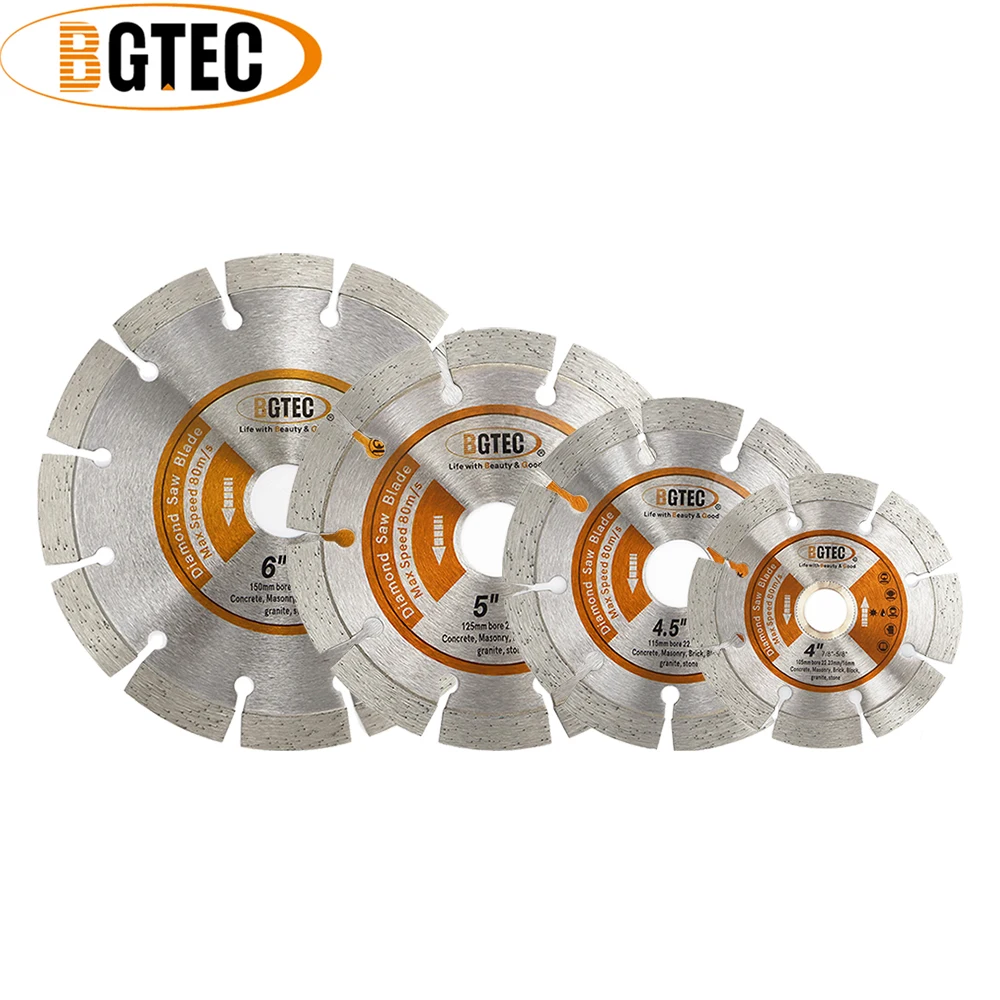 

BGTEC 4" 4.5" 5" 6" Diamond Saw Blade Granite Marble Concrete Stone Tile Bore22.23mm Dry Cutting Disc Marble Granite Porcelain